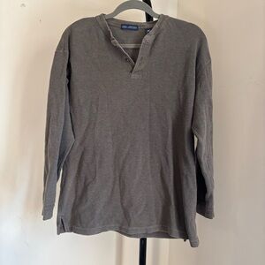 Brown Long Sleeve Henley Shirt